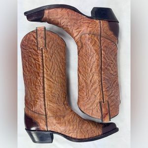 Vtg Texas Imperial Golden Buckboard Cowboy Boots M81 Handmade Distressed Leather